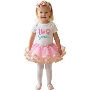 Luke and Lulu Two Sweet Birthday Outfit Tutu Dress with Headband For Her 2nd Birthday - Photo-Ready 3-Piece Set in Saudi Arabia