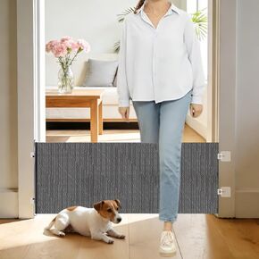 15" Step Over Retractable Dog Gate, No-Drill Pet Barrier for Doorways & Stairs, Easy Human Access & Pet Containment, Adjustable Small Dog Gate for Indoor Use in Saudi Arabia