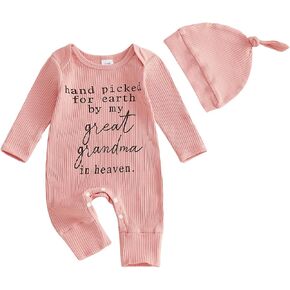 Hand Picked for Earth by My Great Grandpa Grandma in Heaven Onesie Newborn Baby Boy Girl Knit Romper Fall Jumpsuit Hat in Saudi Arabia