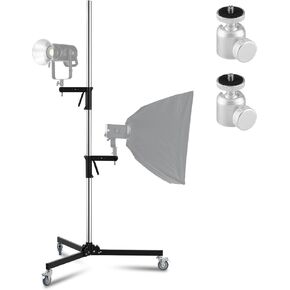 Meking Heavy Duty Stainless Steel Light Stand with Casters, 8.37 ft/ 255 cm | Adjustable Photography Tripod Stand with 2 Pistol Grips & Folding Legs, for Studio Monolight Softbox Speedlight Reflector in Kuwait