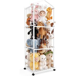 NomNest Stuffed Animal Storage Zoo, Large Metal Plushies Organizer, Heavy Duty Metal Teddy Bear Toy Holder with Wheels for Kids' Bedroom & Playroom & Nursery (Wheeled, Black) in Kuwait