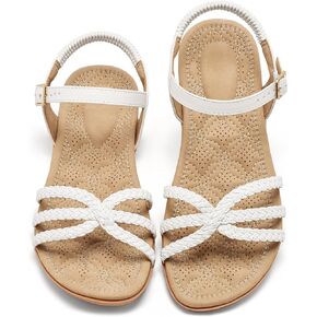 Ecetana Womens Sandals Dressy Flats: Comfortable Summer Woman Shoes | Braided Strappy Flat Sandals with Adjustable Ankle Strap & Cushioned Footbed for Daily Casual Walking Vacation in Saudi Arabia