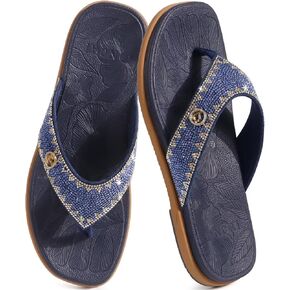 ONCAI Women's Flat Bedazzled Flip Flops with Sparkling Rhinestone Studded Summer Beach Pool Walking Sandals with Outdoor Rubber Sole US Size 6-12 in Kuwait