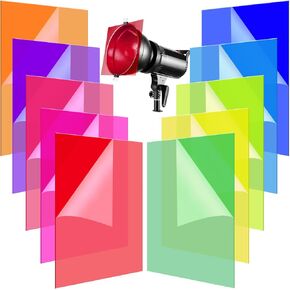 10-Pack Color Gel Light Filter, 8.5x11 Inch Transparency Colored Sheets | Correction Colored Overlays Lighting Gel Filter Plastic Sheets for Film, Video, Photo & Stage LED Light, Creative Effects in Saudi Arabia