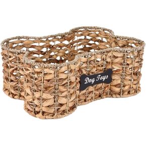 dog bone basket dog toy box Pet Storage Collection, Bone Shape Handwoven Natural Seagrass & Rush Grass Organizer Bin Pet Organizer Storage in Saudi Arabia