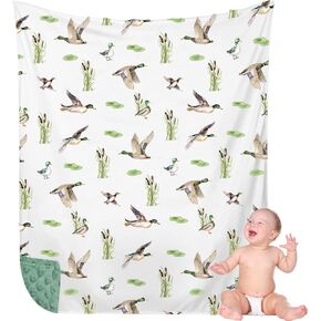 HunnmingRe Mallard Duck Baby Blanket for Boys Girls Double Layer Minky with Dotted Backing Soft Mallard Newborn Blanket Essentials Registry Must Have Items for Toddler Newborn, 30 x 40 Inch(Duck) in Kuwait