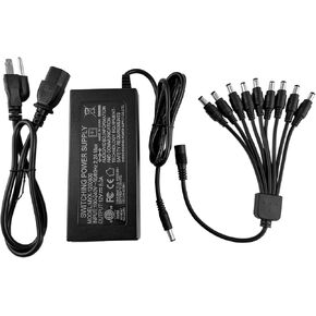 12V 8A Security Camera and DVR Power Adapter with 9-Way Splitter | 100V-240V Input, 2.1x5.5mm Plug, Compatible with Lorex, Night Owl, Swann, ZOSI, Reolink, Annke IP and BNC Cameras in Saudi Arabia