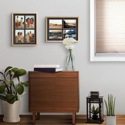 Golden State Art, 5 Pack 12x16 Collage Mats for Four 5x7 Photos Black | Pre-Cut includ 4 4.5x6.5 Opening, Acid Free,White Core Bevel Cut 4-Ply Thick For Pictures Print Graduations and Art Display in Kuwait