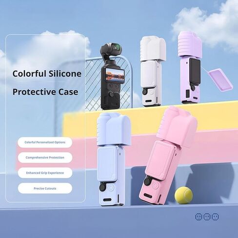 Silicone Case for DJI Osmo Pocket 4 – Full Protective Kit with Lens Cover, Screen Protector & Threaded Handle Covers, Soft Skin-Friendly Anti-Dust Cover, Multiple Colors (Blue) in Kuwait