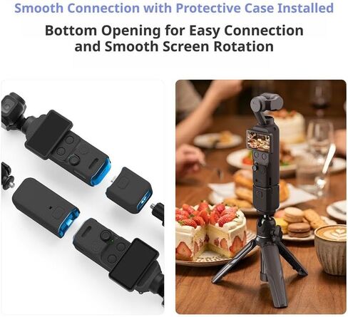 Silicone Case for DJI Osmo Pocket 4 – Full Protective Kit with Lens Cover, Screen Protector & Threaded Handle Covers, Soft Skin-Friendly Anti-Dust Cover, Multiple Colors (Blue) in Kuwait
