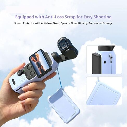 Silicone Case for DJI Osmo Pocket 4 – Full Protective Kit with Lens Cover, Screen Protector & Threaded Handle Covers, Soft Skin-Friendly Anti-Dust Cover, Multiple Colors (Blue) in Kuwait