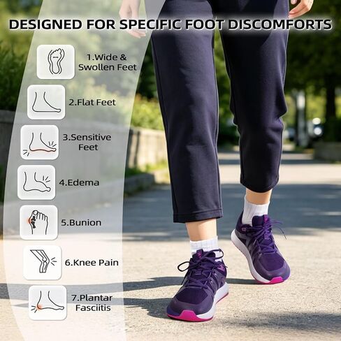 Women's Orthopedic Wide Barefoot Outdoor Shoes: Vintage Arch Support Plantar Fasciitis Supportive Neuropathy Pain Relief, Outdoor Athletic Leisure Sport Sneakers Purple Size 10 in Kuwait