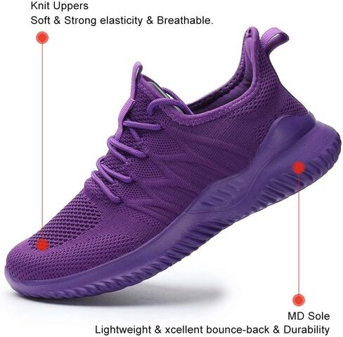 Womens Ladies Walking Running Shoes Slip On Lightweight Casual Tennis Sneakers Girls Kids Zapatos de Mujer Purple in Kuwait