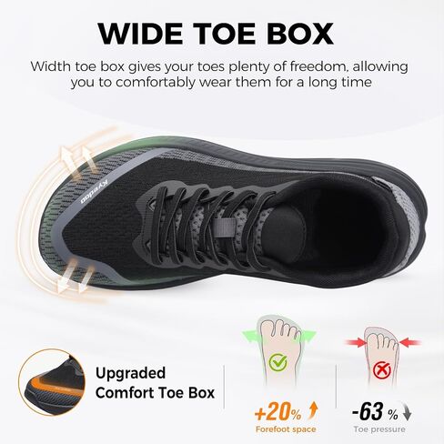 Kyedoo Women's Wide Toe Walking Shoes Running Tennis Sneakers | Wide Toe Box, Comfortable, Cushion, Non-Slip, Athletic Workout Cross Training Sports Fashion Shoes, Breathable, Casual in Kuwait
