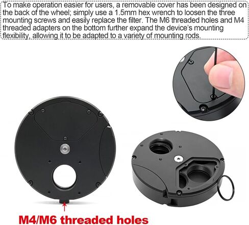6-Position Filter Wheel Holder, Cage-Type Coaxial Design with Shielding Cover, Holds 6 Optics 1 Inch, Bottom M6 and M4 Threaded Holes, for Optical Viewing Telescopes and Imaging Accessories in Kuwait
