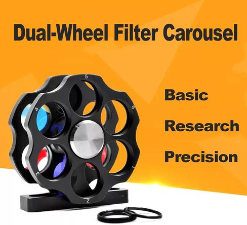 Dual Wheel Filter Wheel Holder, Cage-Type Coaxial Design with M6 Threaded Interface and Sm1 Thread, Accommodates 12 Filters 1in, for Optical Viewing Telescopes and Imaging Accessories in Kuwait