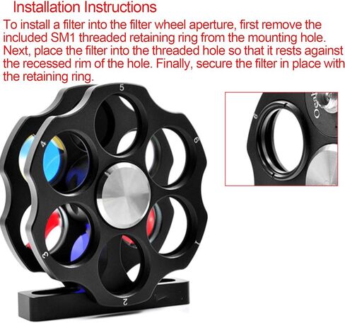 Dual Wheel Filter Wheel Holder, Cage-Type Coaxial Design with M6 Threaded Interface and Sm1 Thread, Accommodates 12 Filters 1in, for Optical Viewing Telescopes and Imaging Accessories in Kuwait