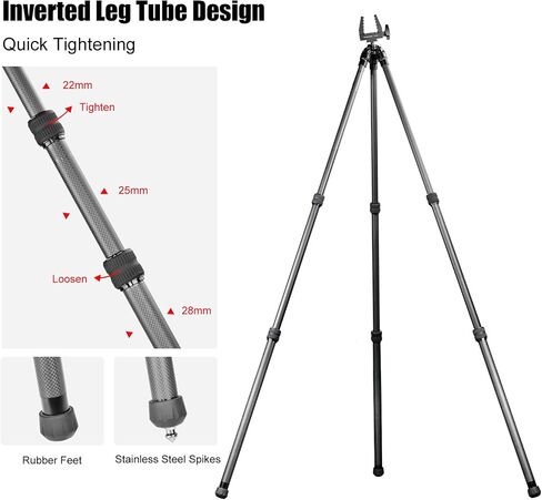 Sunway HT2820CSPI-MC Inverted Leg Carbon Fiber Tripod for Hunting with Saddle Mount，51''(129cm) Tall in Kuwait