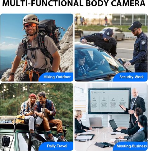 4K Body Camera with Audio and Video Recording, 128G Mini Wearable Body Cam | 180° Rotating Lens, Night Vision, 15Hrs Battery, Magnetic Clip Portable Cameras for Sports Travel and Police Law Enforcement in Kuwait