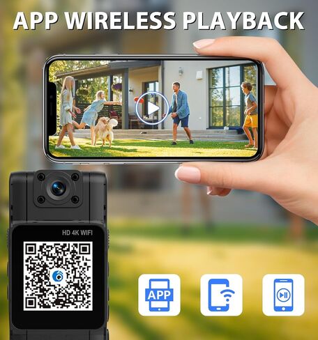 4K Body Camera with Audio and Video Recording, 128G Mini Wearable Body Cam | 180° Rotating Lens, Night Vision, 15Hrs Battery, Magnetic Clip Portable Cameras for Sports Travel and Police Law Enforcement in Kuwait