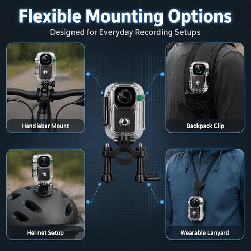 4K Mini Action Camera with 64GB Card, 33ft Waterproof WiFi Thumb Cam, Magnetic Wearable POV Pocket Body Camera,Hands-Free POV Pocket Camera for Motorcycles, TikTok YouTube & Vlogs in Kuwait