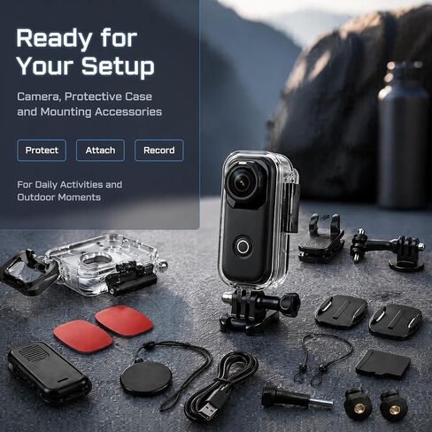 4K Mini Action Camera with 64GB Card, 33ft Waterproof WiFi Thumb Cam, Magnetic Wearable POV Pocket Body Camera,Hands-Free POV Pocket Camera for Motorcycles, TikTok YouTube & Vlogs in Kuwait