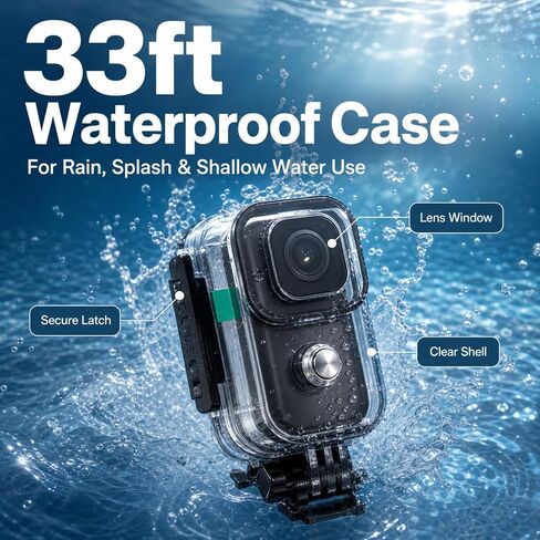 4K Mini Action Camera with 64GB Card, 33ft Waterproof WiFi Thumb Cam, Magnetic Wearable POV Pocket Body Camera,Hands-Free POV Pocket Camera for Motorcycles, TikTok YouTube & Vlogs in Kuwait