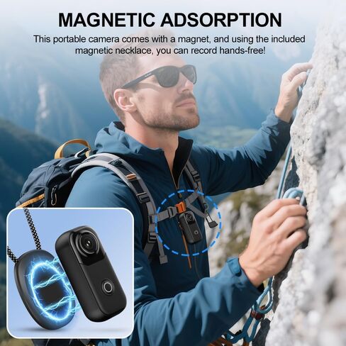 4K Mini Action Camera with 64GB Card, 33ft Waterproof WiFi Thumb Cam, Magnetic Wearable POV Pocket Body Camera,Hands-Free POV Pocket Camera for Motorcycles, TikTok YouTube & Vlogs in Kuwait