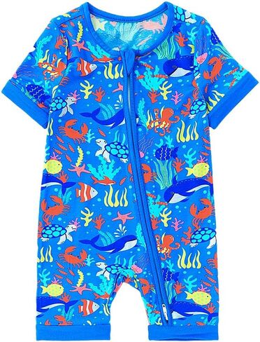 Baby Romper Two Zipper Short Sleeve Onesie Cartoon Print Baby Clothes For Girls and Boys in Kuwait