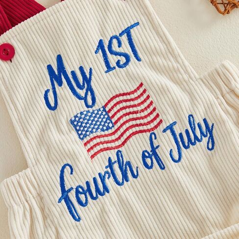 Newborn Baby Girl Boy 4th of July Romper Letter Embroidery Bodysuit Jumpsuit Cute Infant Summer Patriotic Clothes in Kuwait