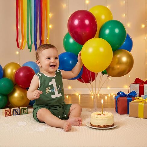 IMEKIS Baby Boys 1st Birthday Outfits Embroidery Romper Sleeveless Jumpsuit Summer Cake Smash Photo Shoot Clothes in Kuwait