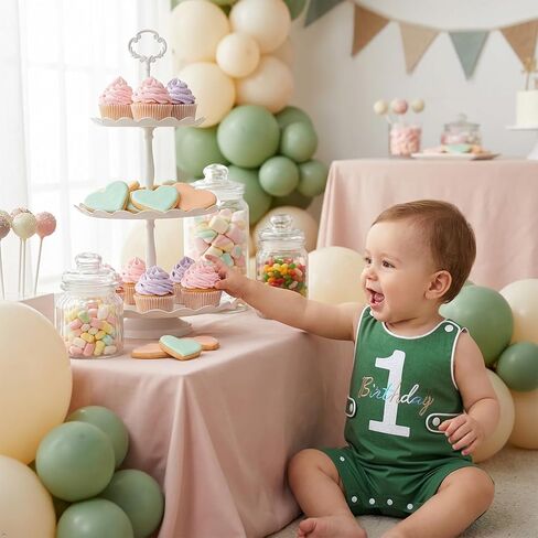 IMEKIS Baby Boys 1st Birthday Outfits Embroidery Romper Sleeveless Jumpsuit Summer Cake Smash Photo Shoot Clothes in Kuwait