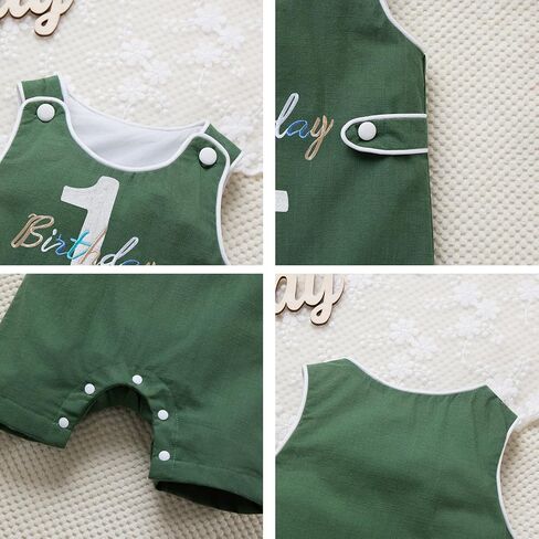 IMEKIS Baby Boys 1st Birthday Outfits Embroidery Romper Sleeveless Jumpsuit Summer Cake Smash Photo Shoot Clothes in Kuwait