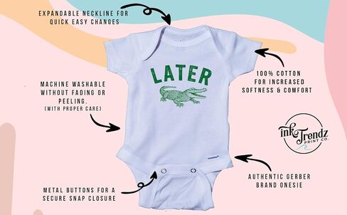 Ink Trendz Later Aligator Onesie, Alligator Baby Bodysuit, Newborn Outfit, Baby Clothes, Gift for Children in Kuwait