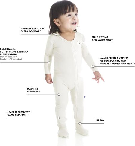 KicKee Baby & Toddler Zipper Footie – Ultra-Soft Viscose from Bamboo Pajamas with Flip Paws & Grips in Saudi Arabia