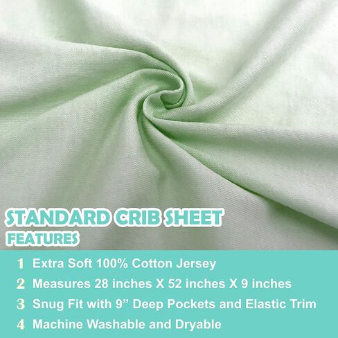 TL Care Cotton Fitted Crib Sheet 52x28, Celery in Kuwait