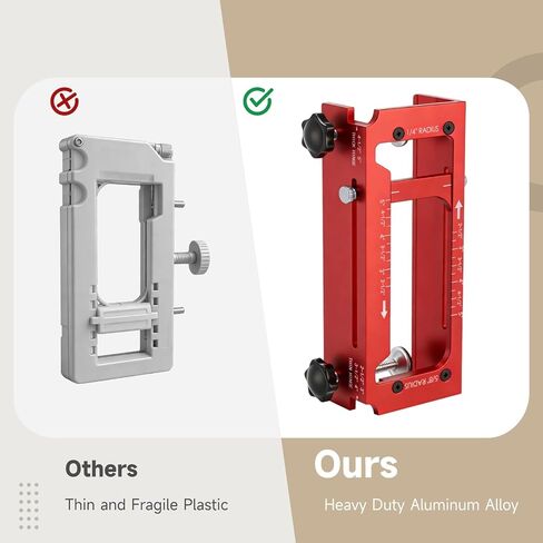 Door Hinge Jig, Aluminum Alloy Door Hinge Tool Kit for Router, Adjustable Hinge Mortise Template Set for 2.5"-5" Length, 1/4" & 5/8" Radius, Square Corner Hinges in Kuwait