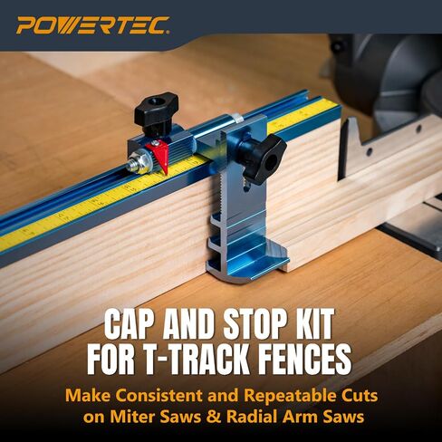 POWERTEC Miter Saw Fence for Miter Saw, Drill Press & Radial Arm Saw, Includes T Track Stop Kit, Tape Measures and T Track Fence Cap, T Track Accessories for Woodworking (71742) in Kuwait