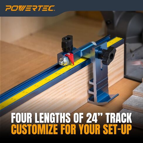 POWERTEC Miter Saw Fence for Miter Saw, Drill Press & Radial Arm Saw, Includes T Track Stop Kit, Tape Measures and T Track Fence Cap, T Track Accessories for Woodworking (71742) in Kuwait