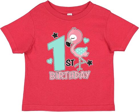 inktastic 1st Birthday with Flamingo Stars and Hearts Baby T-Shirt in Kuwait