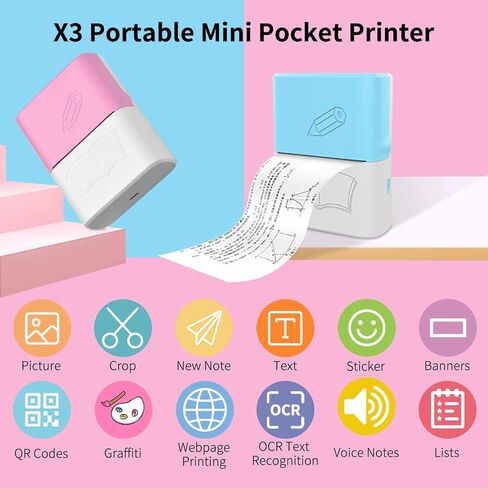Mini Wrong Question Printer Portable Pocket Thermal Photo Text Web Inkless Printing(Black-JoJo's Bizarre Adventure1) in Kuwait