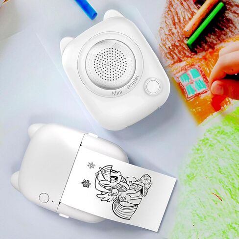 Asixxsix AI Voice Sticker Printer, Portable Inkless Thermal Mini Sticker Maker with Voice Control Smart Learning for Kids DIY Journaling Study Notes Photos Crafts, Photo Printer in Kuwait