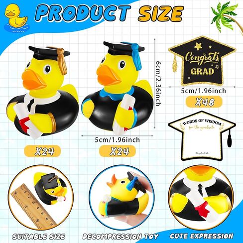 Sratte 24 Set Rubber Ducks 2026 Diploma Bulk with Party Cards Grad Rubber Duck Cute Car Duck for Bathtub Swimming Pool Theme Party in Kuwait