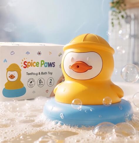 2-Pack Duck Baby Teething Toys, Detachable Silicone Infant Teethers & Bath Toys, Floating Water Sensory Toys for Babies 3+ Months, Food Grade BPA-Free Chew Toys for Bathtub & Pool, Ideal Baby Gift in Kuwait