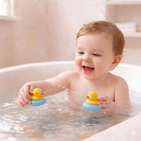 2-Pack Duck Baby Teething Toys, Detachable Silicone Infant Teethers & Bath Toys, Floating Water Sensory Toys for Babies 3+ Months, Food Grade BPA-Free Chew Toys for Bathtub & Pool, Ideal Baby Gift in Kuwait