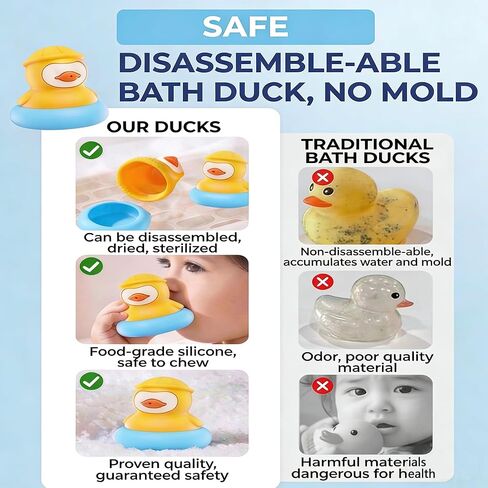 2-Pack Duck Baby Teething Toys, Detachable Silicone Infant Teethers & Bath Toys, Floating Water Sensory Toys for Babies 3+ Months, Food Grade BPA-Free Chew Toys for Bathtub & Pool, Ideal Baby Gift in Kuwait