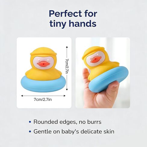 2-Pack Duck Baby Teething Toys, Detachable Silicone Infant Teethers & Bath Toys, Floating Water Sensory Toys for Babies 3+ Months, Food Grade BPA-Free Chew Toys for Bathtub & Pool, Ideal Baby Gift in Kuwait