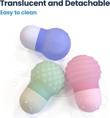 3PCS Translucent Silicone Bath Toys for Toddlers, Squeezing Spray Toy | See-Through Interior & Detachable Design, Food-Grade Sensory Water Tub Toys for Kids 18+ Months, Great Gift for Kids in Kuwait