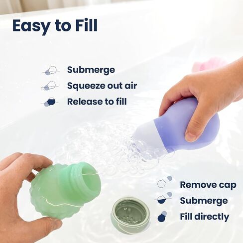 3PCS Translucent Silicone Bath Toys for Toddlers, Squeezing Spray Toy | See-Through Interior & Detachable Design, Food-Grade Sensory Water Tub Toys for Kids 18+ Months, Great Gift for Kids in Kuwait