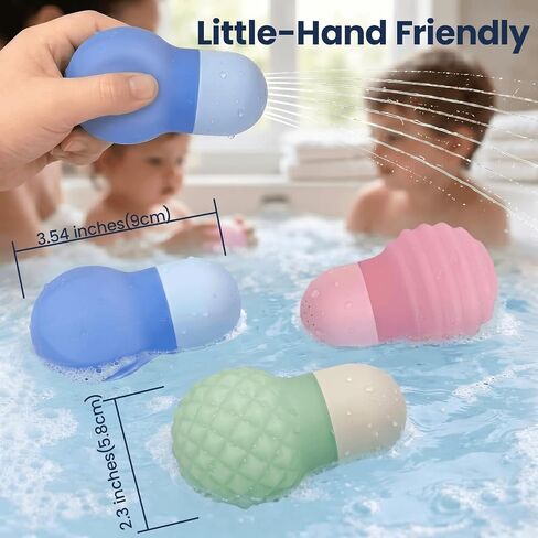 3PCS Translucent Silicone Bath Toys for Toddlers, Squeezing Spray Toy | See-Through Interior & Detachable Design, Food-Grade Sensory Water Tub Toys for Kids 18+ Months, Great Gift for Kids in Kuwait